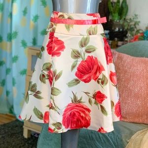 Arden B Skirt Peach Cream Floral Pattern